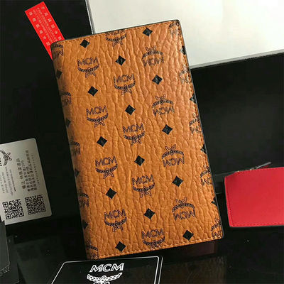 MCM Large Color Visetos Leather Passport Holder In Brown