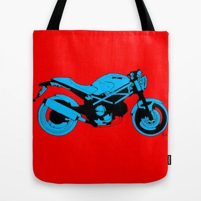 Tote bag | Ducati Monster, Original handmade drawing, red and blue $27.00