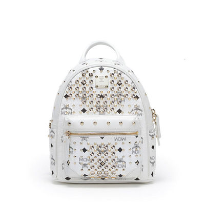 MCM Mini Diamond Visetos Backpack In White