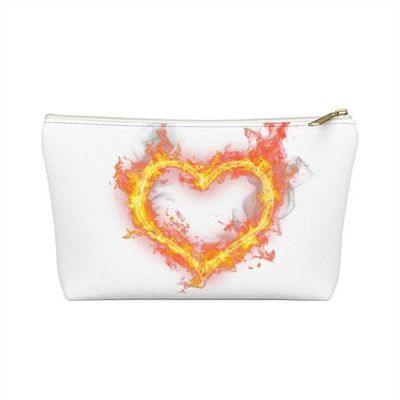 Heart on fire Accessory Pouch w T-bottom, valentine's day gift, mothers day gift, £13.41