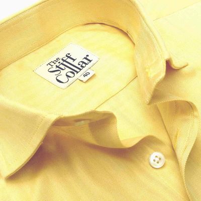 Lemon Yellow Herringbone 2 Ply Premium Giza Cotton Regular Fit Shirt â’¹1999.00