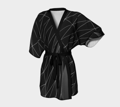 Black and white Kimono Robe / Silk Kimono / Japanese Kimono women / Japanese Kimono Robe / Kimono Dress / Vintage Kimono Robe / Kimono Gown $80.00
