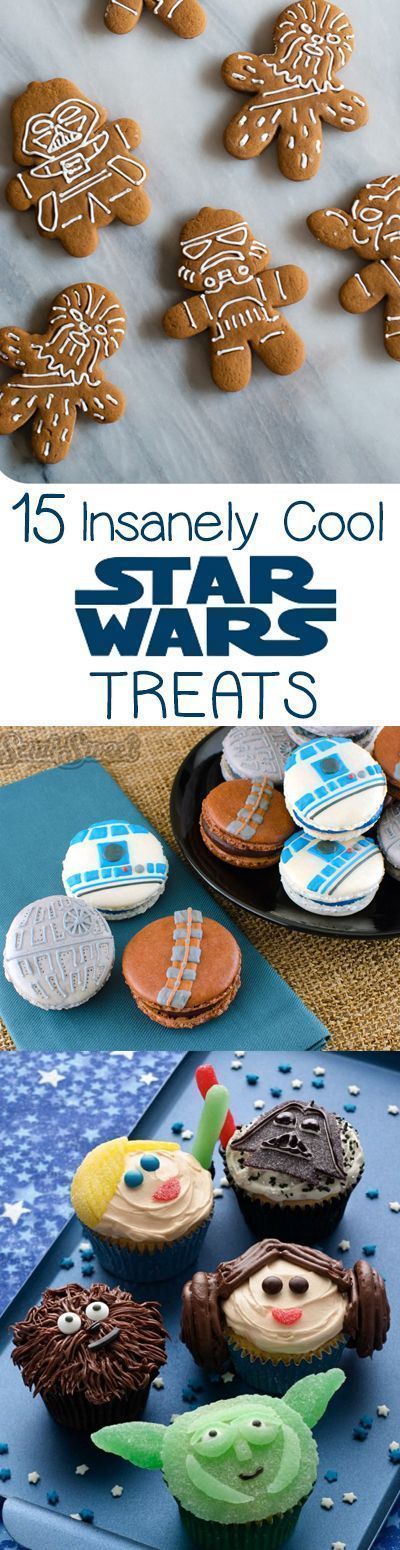 Ideas for a Star Wars party to celebrate the new movie! Yoda pizza, Ewok granola bars, Star Wars Macarons, and more!