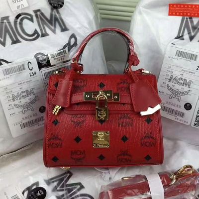 MCM Mini Ketty Visetos Satchel In Red