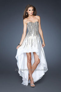 Multi Colored High Low Sequin Prom Dress White Cheap