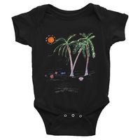 Baby Infant Onesie Bodysuit - Beach Ocean Palm Tree Scene $19.99