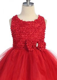 Red Stylish Tulle Flower Girl Dress
