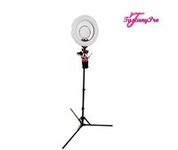 Tuscany Pro 14�€ LED Ring Light with Brush Holders, Cell Phone Holders & Mirror:

The Tuscany Pro makeup ring light features 432 dimmable LED lights, a power indicator, and 120-degree rotation. It also comes with a cell phone holder, brush hol...