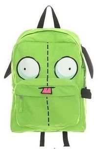 Invader Zim Gir Face Head Embroidered Tongue Piggy Pull Zipper Backpack Licensed'